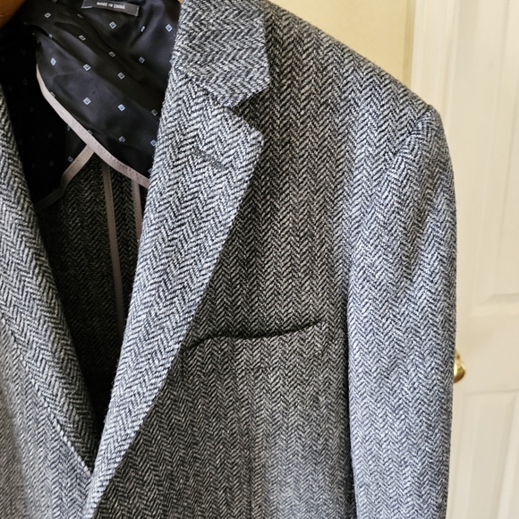 Bonobos 100% Wool Grey Herringbone Coat Regular Fit Size 40R - Picture 13 of 15